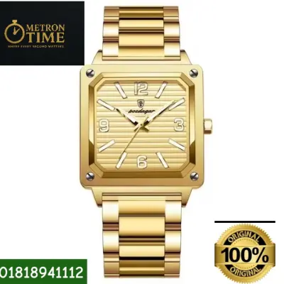 POEDAGAR Luxury Military Men’s Square Quartz Wristwatch – 100% Waterproof, Luminous Stainless Steel Watch