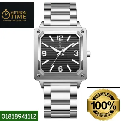 POEDAGAR Luxury Military Men’s Square Quartz Wristwatch – 100% Waterproof, Luminous Stainless Steel Watch