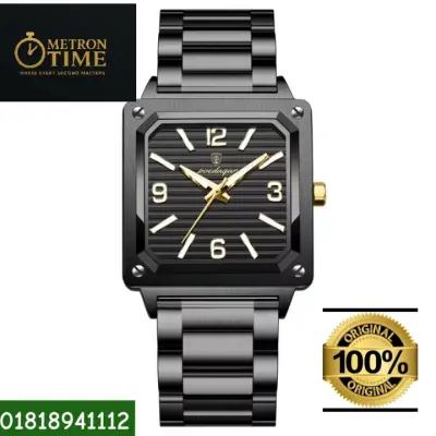 POEDAGAR Luxury Military Men’s Square Quartz Wristwatch – 100% Waterproof, Luminous Stainless Steel Watch