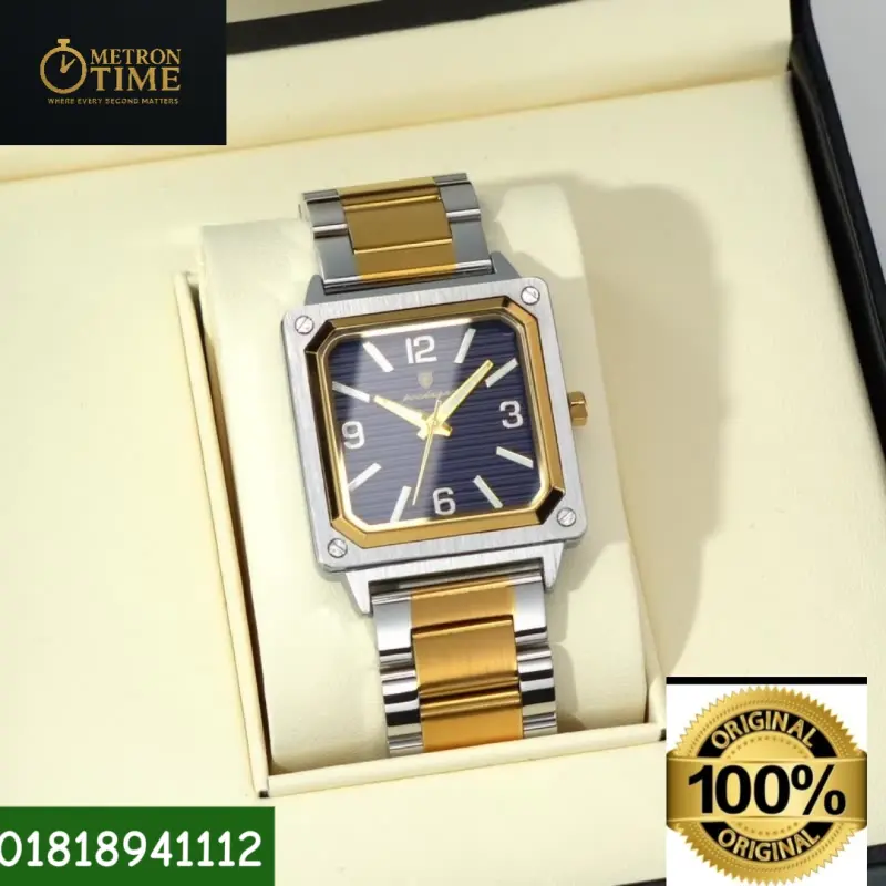 POEDAGAR Luxury Military Men’s Square Quartz Wristwatch – 100% Waterproof, Luminous Stainless Steel Watch