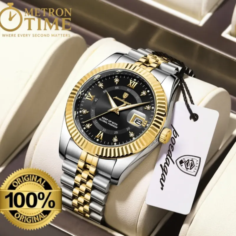 POEDAGAR 910 Waterproof Fashion Watch for Men – Stylish Quartz Stainless Steel Wristwatch