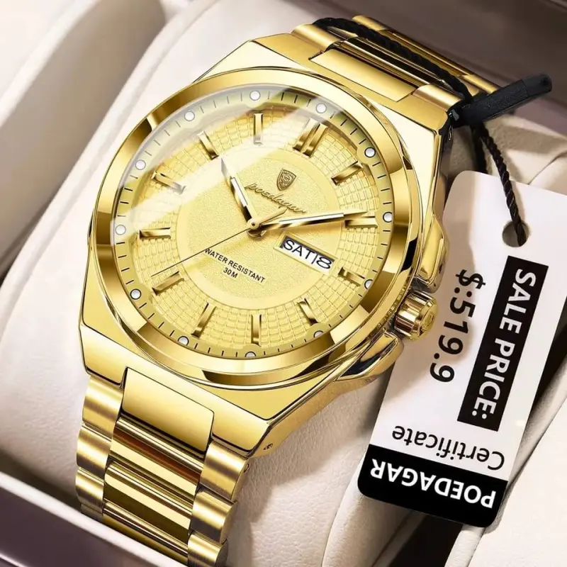 Poedagar 896 luxury men's watch- Full Golden